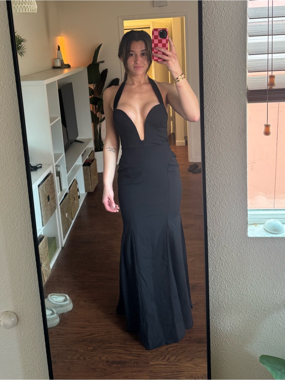 Club L London Black Plunge Halter Formal/Black Tie Gown | Size 6 | worn ONCE - Picture 2 of 12